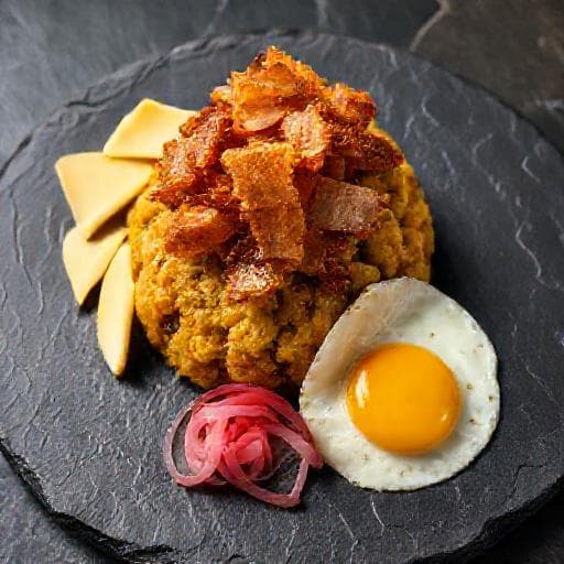 Los Tres Golpes con Mofongo y Chicharrón
