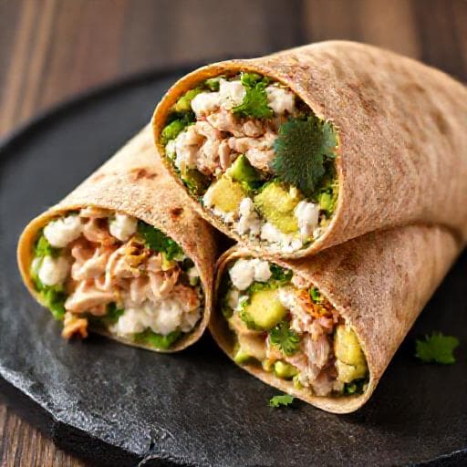 Wrap Creativo de Queso Cottage con Pavo y Aguacate