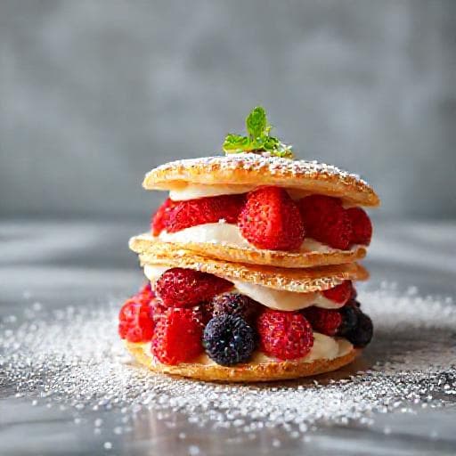 Milhojas de Crema y Frutos Rojos