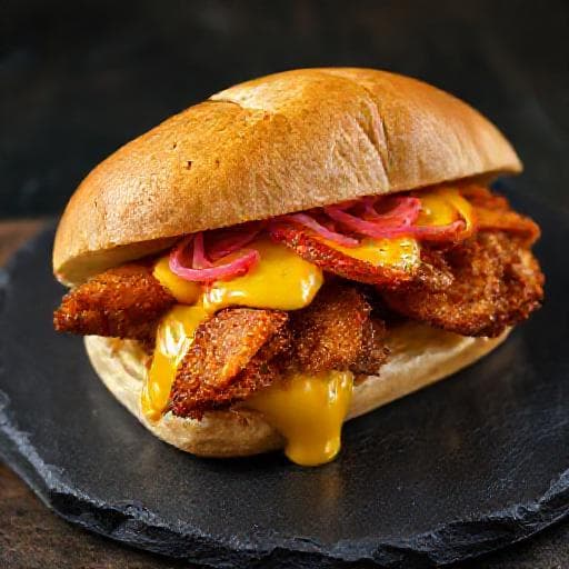 Pan con Chicharrón con Aderezo de Ají Amarillo