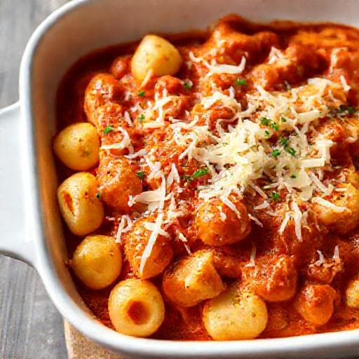 Gnocchi al Horno Rápidos con Tomate y Mozzarella
