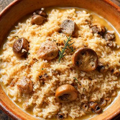 Arroz Meloso de Conejo y Caracoles con Setas