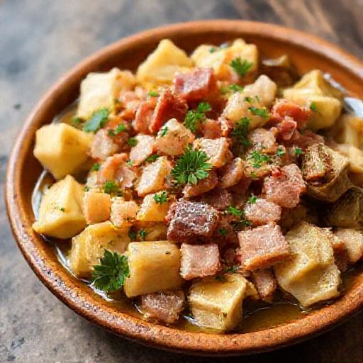 Alcachofas con Jamón y Vino Blanco