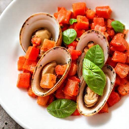 Navajas a la Plancha con Tomate y Albahaca