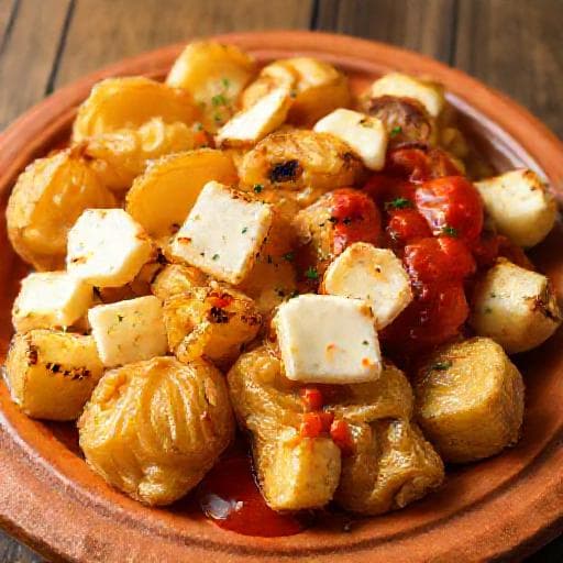 Papas Arrugadas con Mojo Palmero y Queso Asado