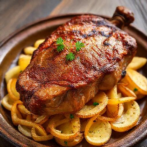 Presa Ibérica al Horno con Patatas Panadera
