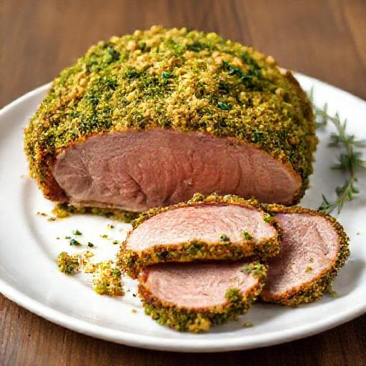 Presa Ibérica al Horno con Costra de Hierbas y Ajo