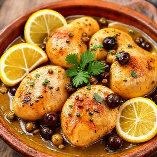 Pollo al Limón con Aceitunas y Alcaparras