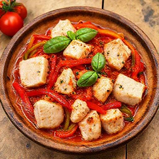 Bonito con Tomate y Pimientos (Estilo Mediterráneo)