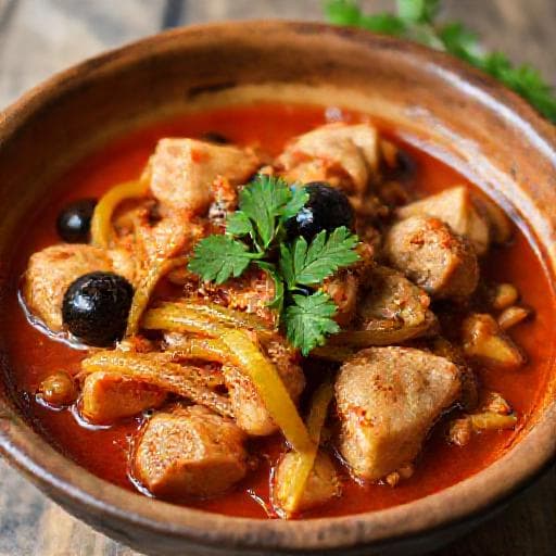 Atún Encebollado con Pimientos y Aceitunas