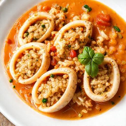 Calamares Rellenos de Arroz y Verduras (Versión Rápida)