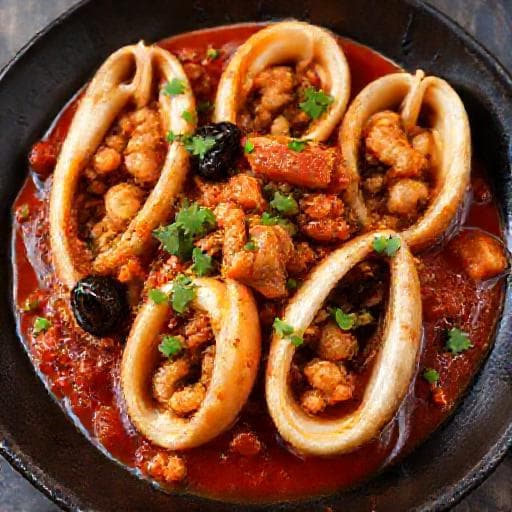 Calamares Rellenos de Marisco y Chorizo