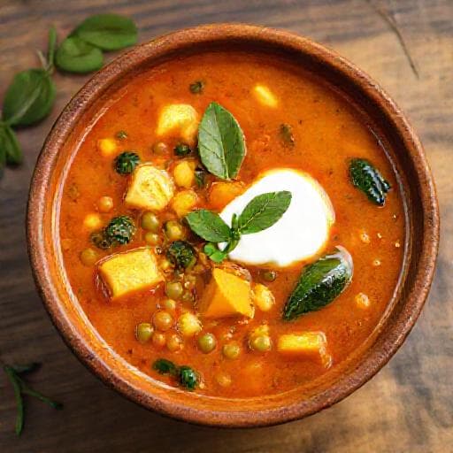 Vegetarisk Mulligatawny med Linser og Grøntsager