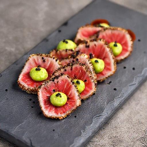 Tun Tataki med Wasabi-Avocado Creme