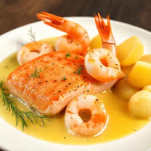 Klassisk Laks med Rejer i Citronsauce