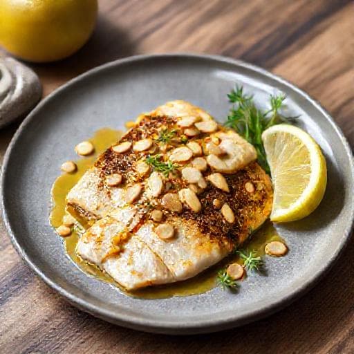 Ørred med Mandler og Sennepsglace