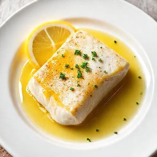 Klassisk Torskeryg med Brunet Smør og Citron