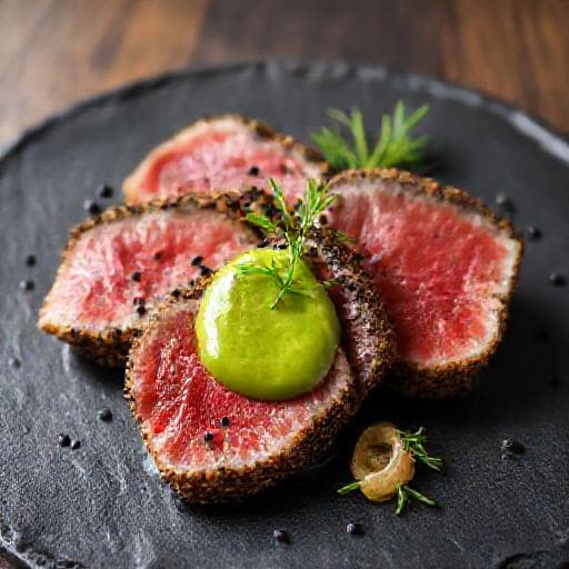 Tunbøf med Sesam og Wasabi-Mayo