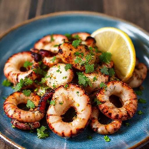 Hurtig Grillet Blæksprutte med Citron og Persille