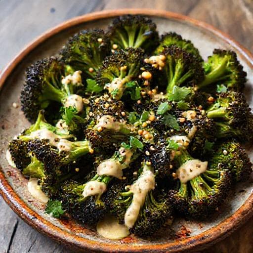 Klassisk Grillet Broccoli med Tahindressing