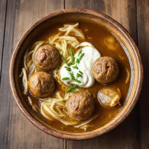 Kålsuppe med Kødboller og Sennep