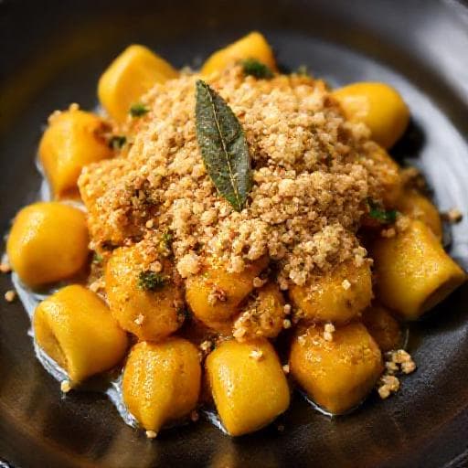 Græskargnocchi med Brunet Smør, Salvie og Amaretti Krummer