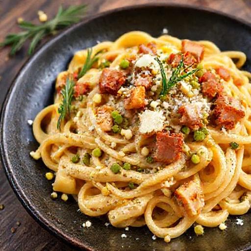 Pasta med Pistacie og Pancetta