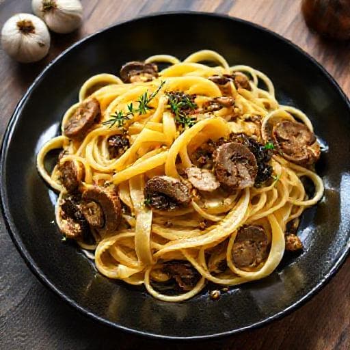 Tagliatelle med Skovsvampe og Trøffelolie