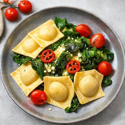 Hurtig Ravioli med Ricotta og Spinat (med færdig pasta)