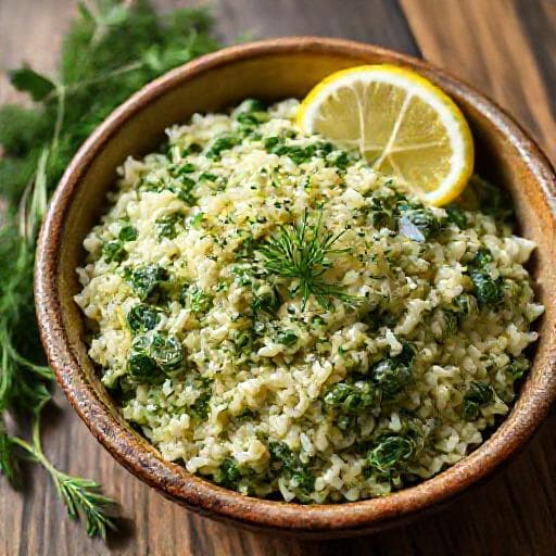 Klassisk Græsk Risotto (Spanakorizo)
