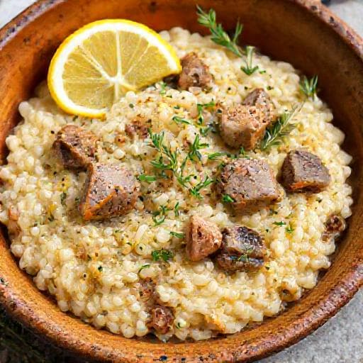 Græsk Risotto med Lam og Citron-Oregano