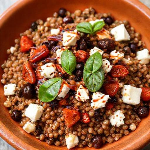 Middelhavs-inspireret Linsesalat med Feta og Soltørrede Tomater