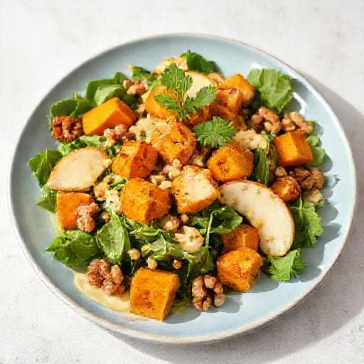 Ristet Græskarsalat med Æble, Valnødder og Dijon Dressing