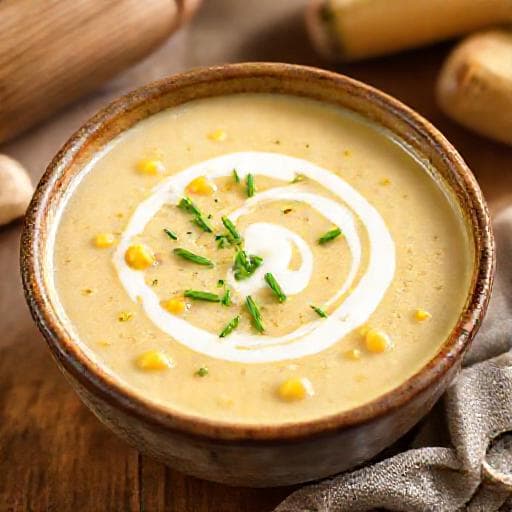 Klassisk Cremet Majs- og Porresuppe