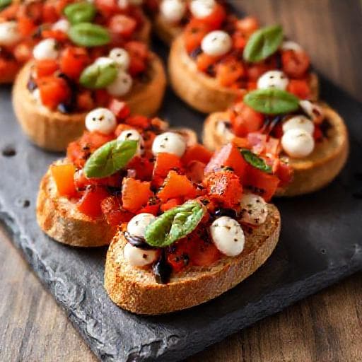 Bruschetta med Tomat, Mozzarella og Balsamico