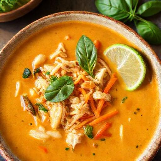 Jordnøddesuppe med Kylling og Grøntsager (Thai-inspireret)