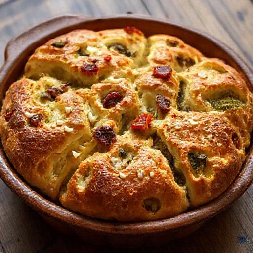 Ostefyldt Brydebrød med Pesto og Soltørrede Tomater