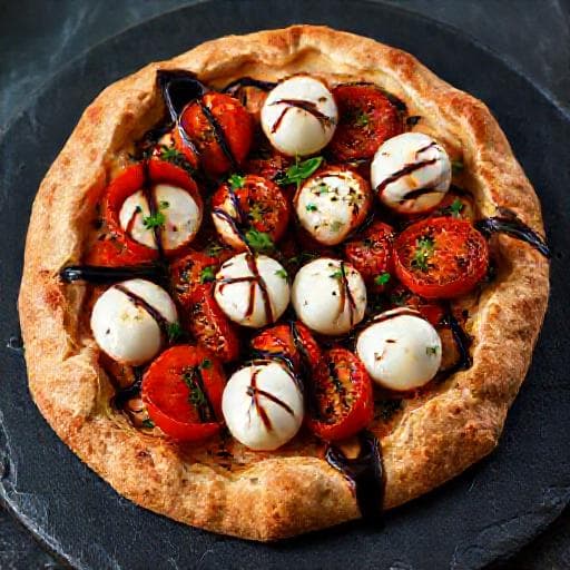 Tomattærte med Mozzarella og Balsamico Glaze