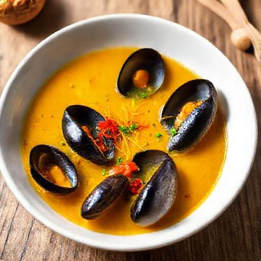Muslingesuppe med Safransmag