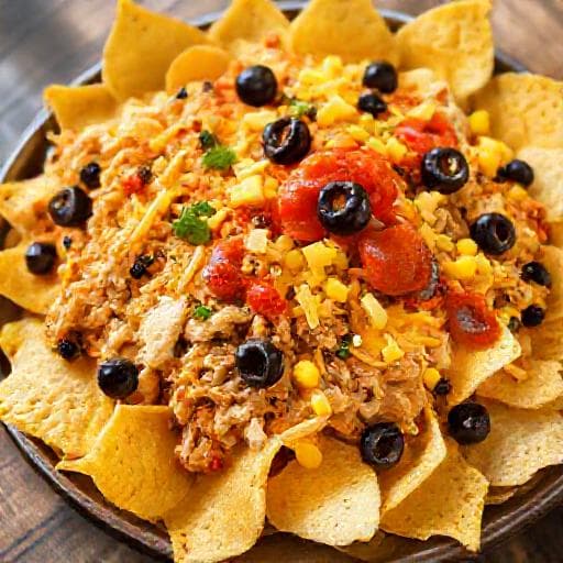 Hurtige Nachos med Pulled Chicken (Genvej)