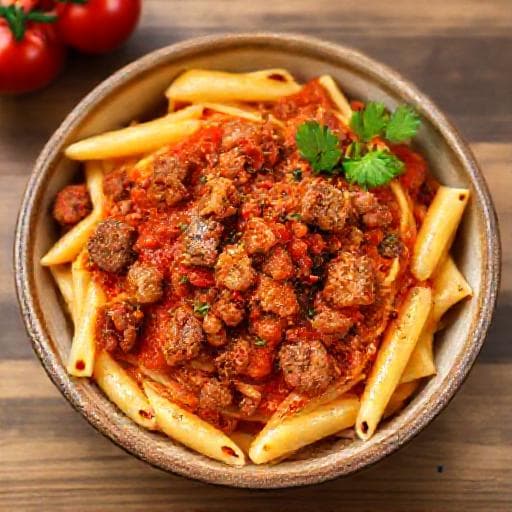 Hurtig Salsiccia Pasta med Tomat og Chili