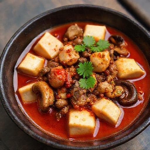 Mapo Tofu med Oksekød og Svampe