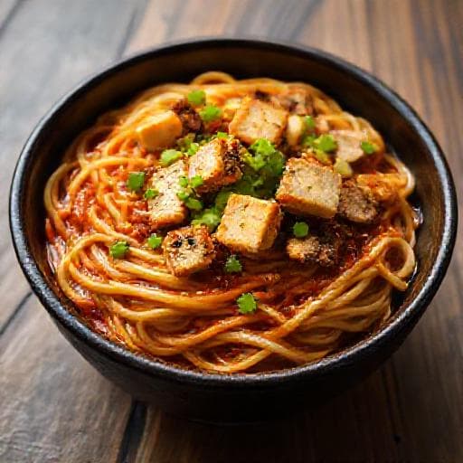 Dan Dan Nudler med Tofu (Vegetarisk Twist)