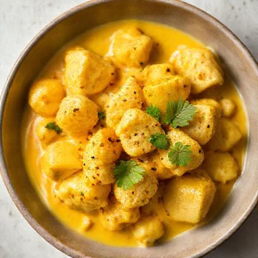 Aloo Gobi med Sennep og Kokosmælk