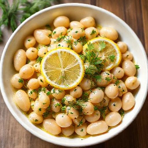 Ovnbagte Kæmpebønner med Citron og Urter