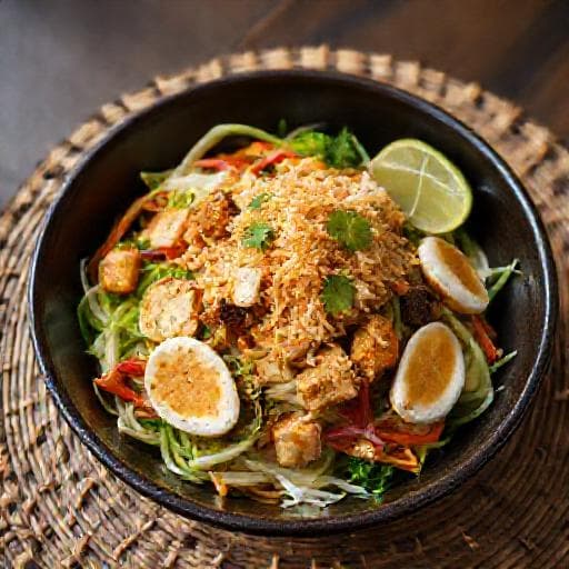 Gado-Gado med Ristet Kokos og Krydret Jordnøddesauce