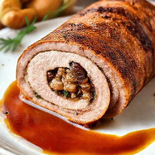 Gåsebryst Roulade med Svampefyld