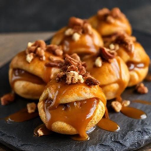 Profiteroles med Saltkaramel og Pekannødder