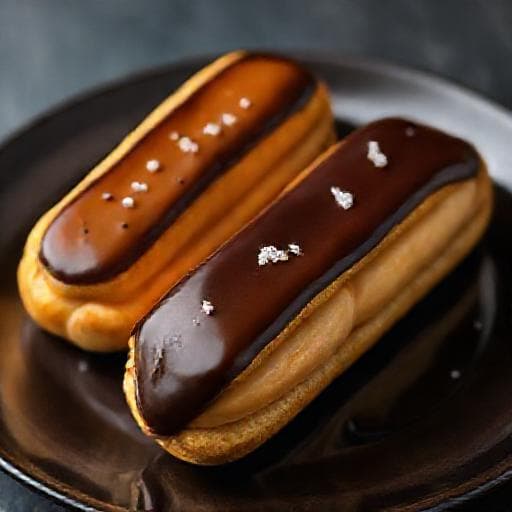 Eclairs med Saltkaramel og Mørk Chokolade