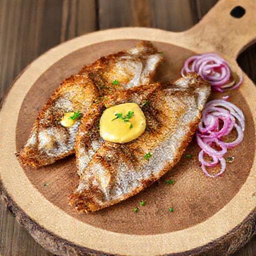 Saltstegt Sild med Sennepsdressing og Rødløg